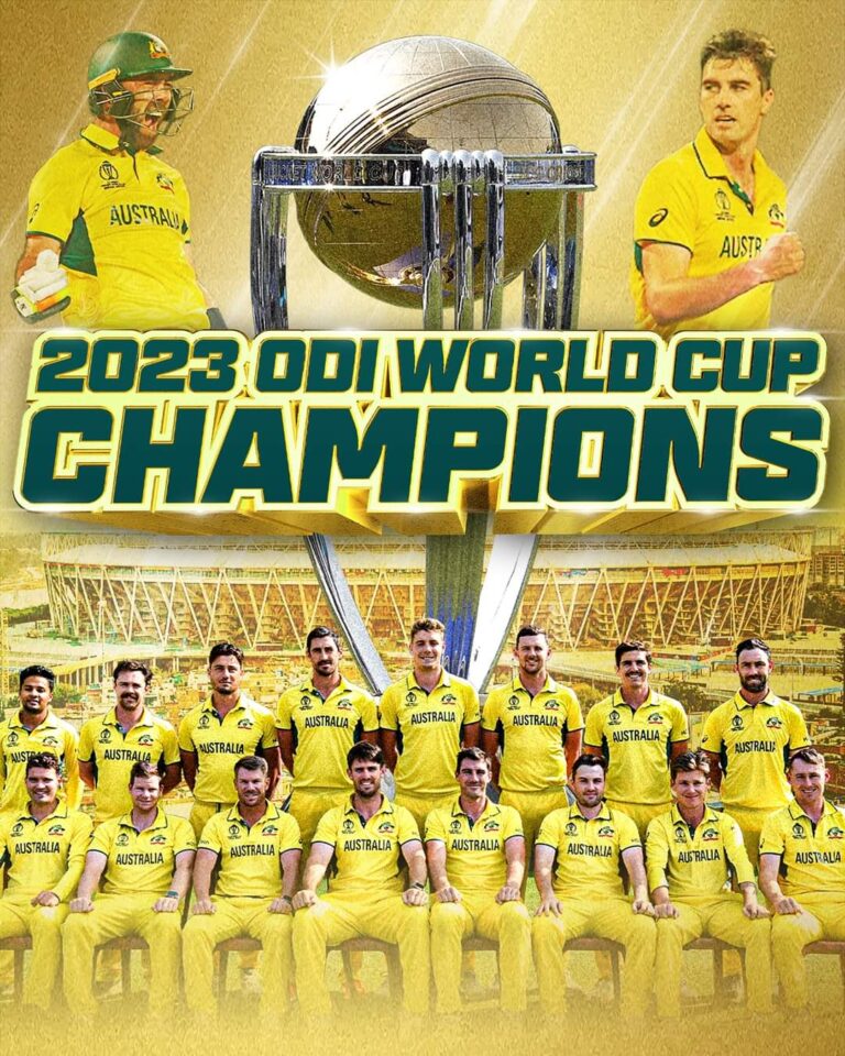 वर्ल्ड कप 2023 के खिताबी मुकाबले में ऑस्‍ट्रेलिया ने भारत को हराकर विश्व कप पर कब्जा जमा लिया,,,।